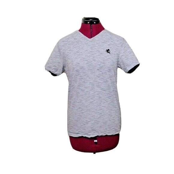 Express V Neck Tee Grey Black Heather Men Short Sleeve Size Small Lion L… - Picture 1 of 6
